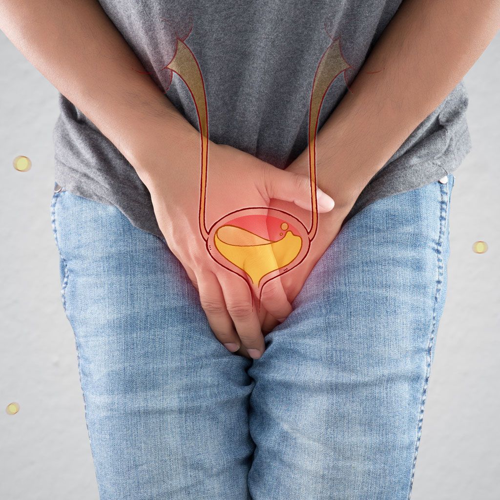 BPH Symptoms Man Holding Bladder